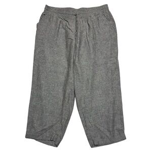 Jones New York Linen Pants Womens Size 1X Cropped Gray Elastic High Waist Travel